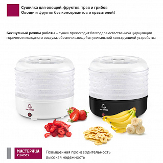 Сушилка для овощей и фруктов Мастерица СШ-0305, 150Вт, белая